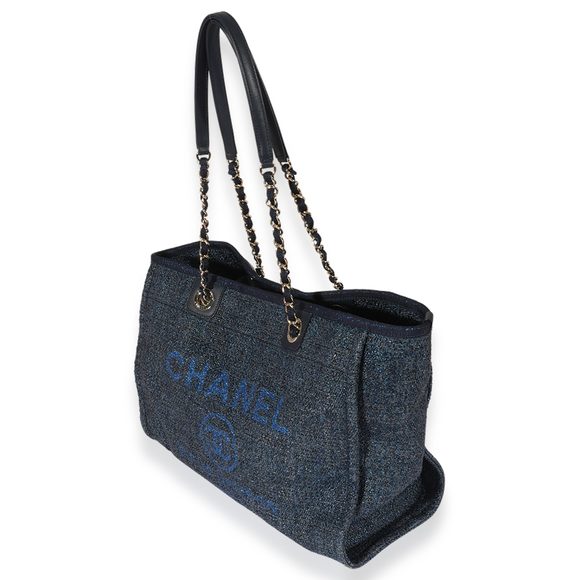 Chanel Navy Tweed Metallic Small Deauville - Picture 2 of 7